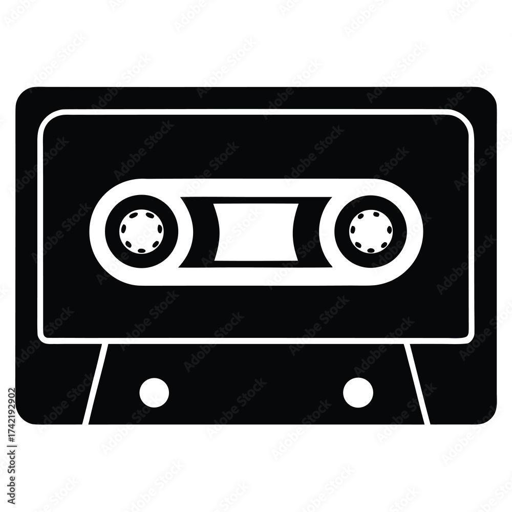 Fototapeta premium cassette tape Silhouette Icon Vector Art