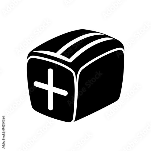 Illustration of a black and white toaster on transparent background