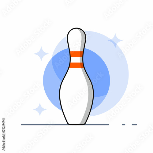 Vector art of bowling pin icon with orange stripes