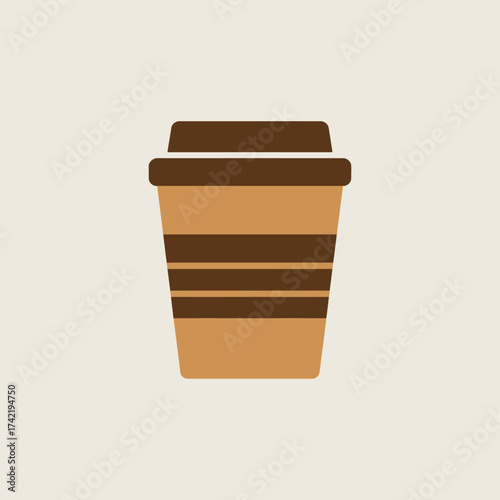 Vector art of disposable coffee cup with lid illustration