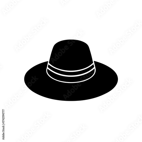 Silhouette of a hat with two white bands on transparent background