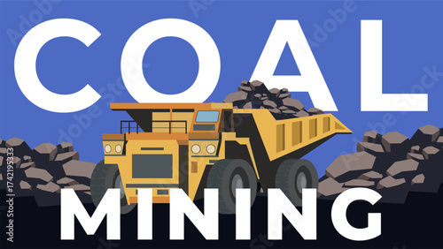 Coal mining flat illustration