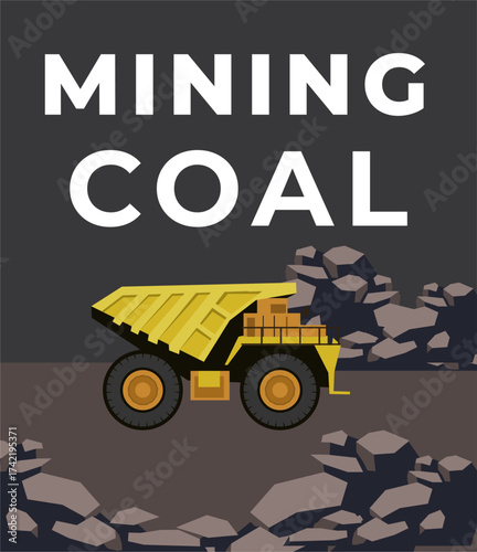 Coal mining flat illustration