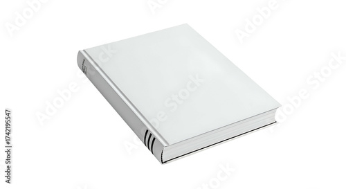 Plain white hardcover book laying at a slight angle