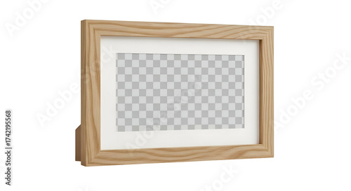 Light wooden frame holds blank checkerboard graphic template