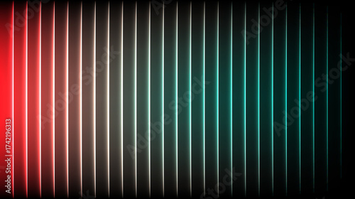 Glass gradient abstract neon light background with vertical lines pattern
