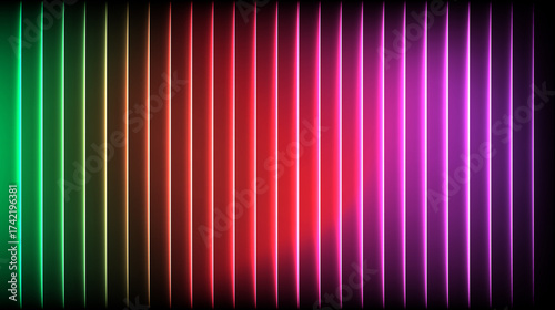 Glass gradient abstract colorful neon light background vertical lines glow