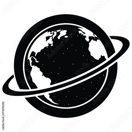 earth orbit Silhouette Icon Vector Art