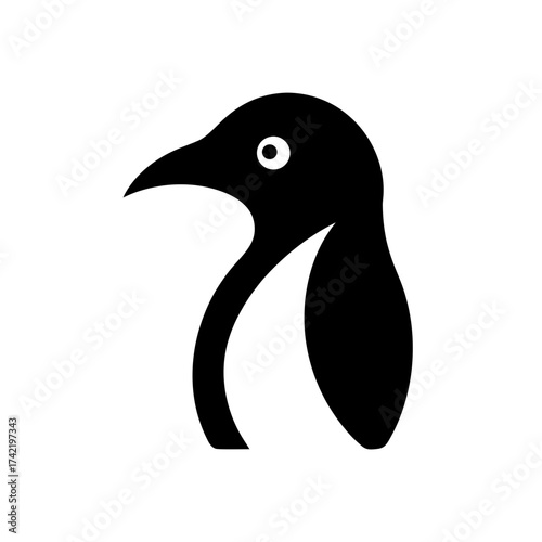 Penguin head silhouette simple design on transparent background