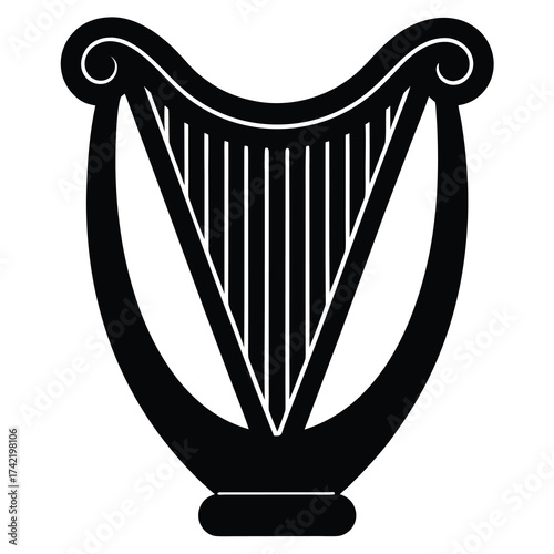 harp Silhouette Icon Vector Art