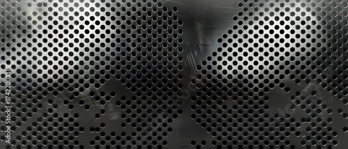 Metallic background grid dot hole dark texture gradient light.
