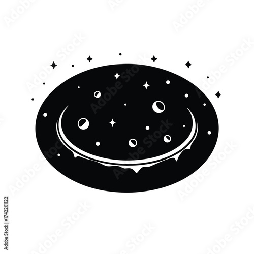 moon crater Silhouette Icon Vector Art