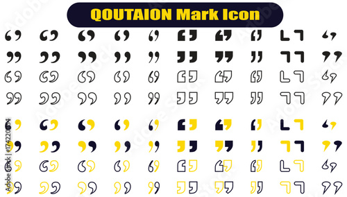Quotes icon vector set. Colorful Quotation mark collection with fill n stork. Dialogue discussion symbol for UI UX, website, mobile app. Speech mark. Double inverted commas symbol.