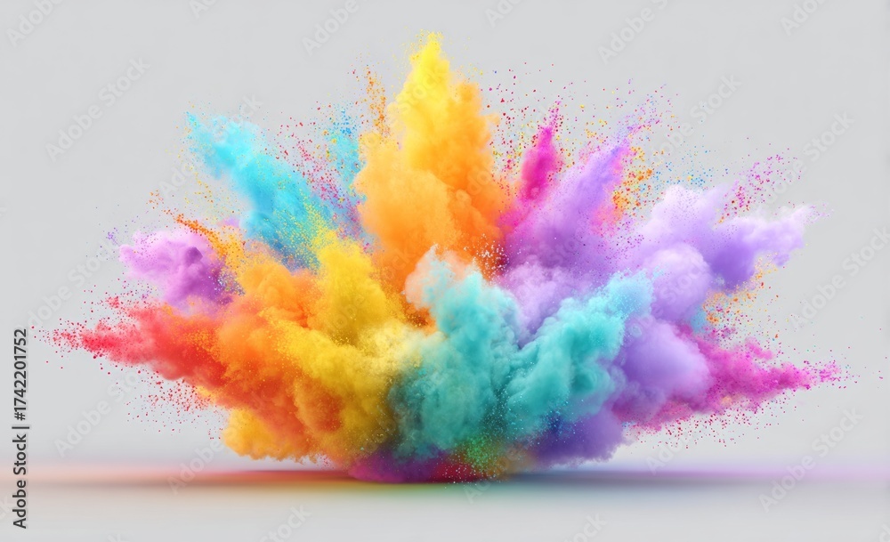 Fototapeta premium Colorful Powder Explosion Bright Vibrant Colors Artistic Abstract Background