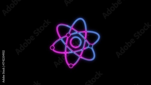 Atomic Model Icon Animation – 4K Stock Video of Atom Structure, Science Concept, Molecule Motion, Physics Visualization, Educational Graphic.