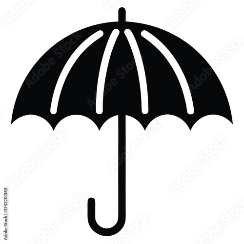 rainy umbrella Silhouette Icon Vector Art