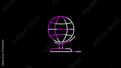 Globe Icon Animation in 4K – Smooth Motion Graphic for Global Network, International Business, Technology, Travel.