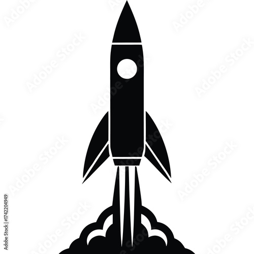 rocket launch Silhouette Icon Vector Art