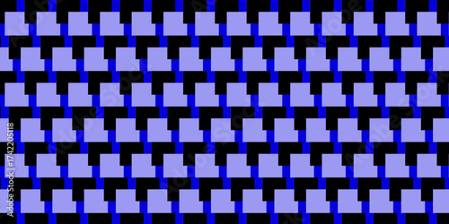 Square tiling pattern with black, blue, and lavender shapes