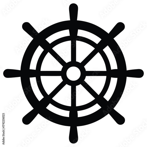 ship wheel Silhouette Icon Vector Art