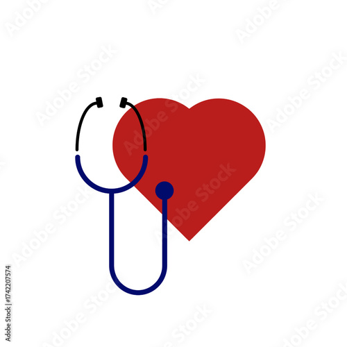 vector stethoscope and heart healthcare concept on isolate