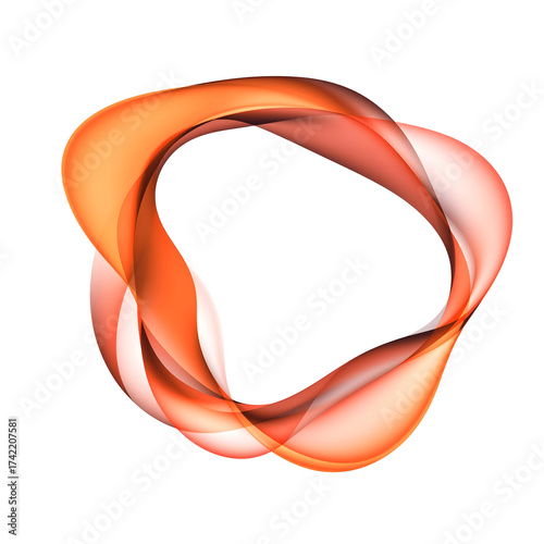 Abstract orange three dimensional shape with transparent background