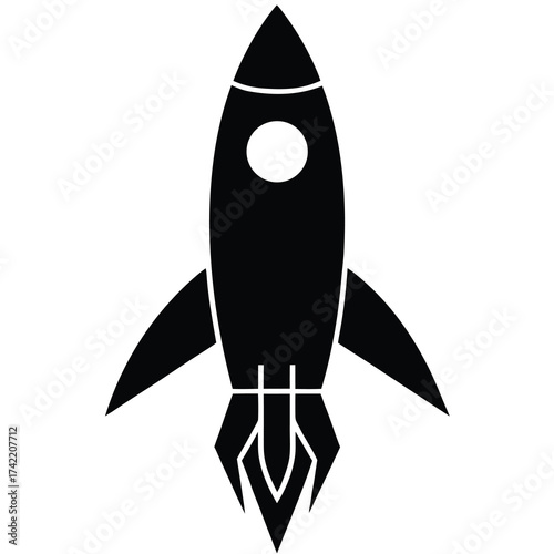 space rocket Silhouette Icon Vector Art