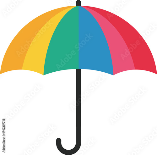 Colorful rainbow umbrella protecting against weather elements seamless pattern design element isolated on transparent background