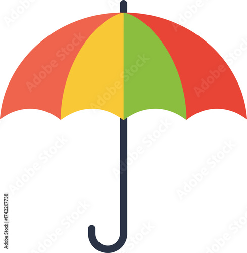 Colorful flat umbrella design for weather protection and style isolated on transparent background