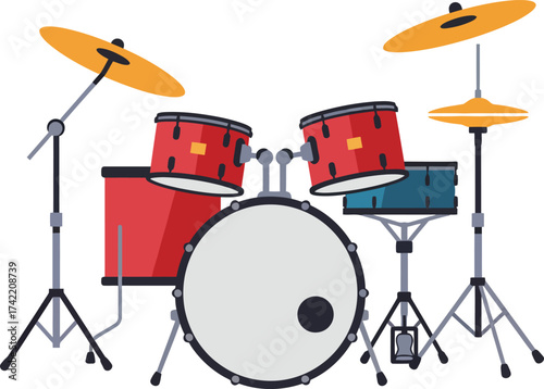 Rock and roll drum kit ready for a studio session or live performance unleash your inner musician isolated on transparent background