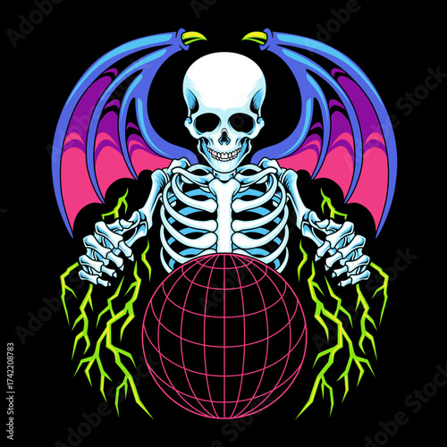Devil skull skeleton retro 
