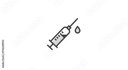 Medical Syringe with Drop Icon Illustration for Healthcare and Vaccination.