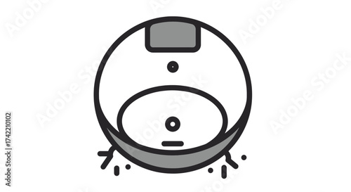 Robot vacuum cleaner icon illustration cleaning dust from floor.