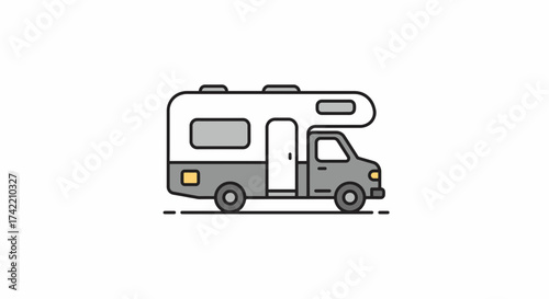 Simple vector illustration of a recreational vehicle camper van.