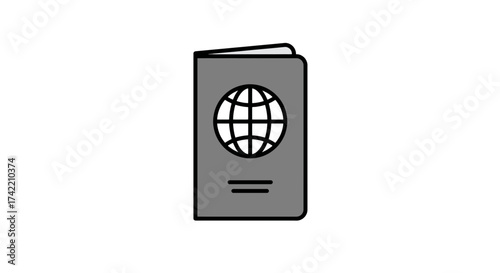 Passport icon representing international travel and identification document.