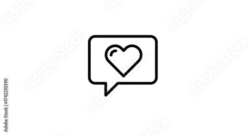 Heart in Speech Bubble Icon Representing Social Media Like Notification and Positive Feedback.