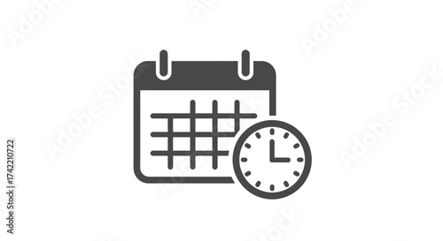 Calendar and clock icon for scheduling appointments and time management.