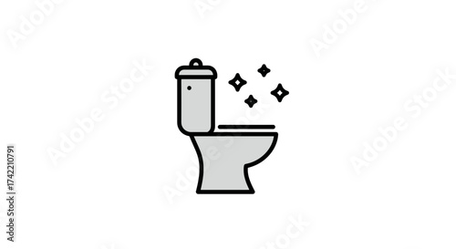 Sparkling Clean Toilet Icon Symbolizing Hygiene and Fresh Bathroom Environment.