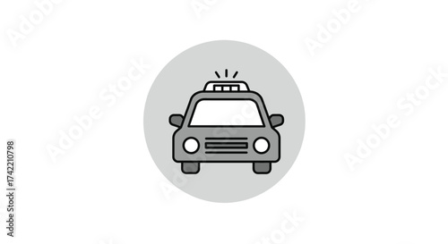 Front view illustration of a police car or taxi vehicle icon in flat design.