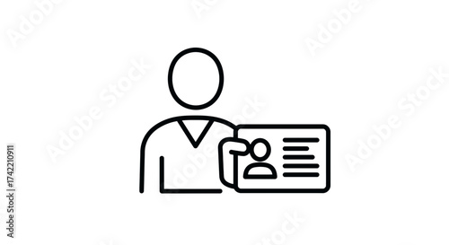 Person Holding Identification Card Icon Vector Illustration.
