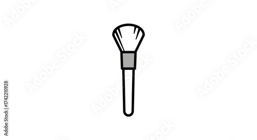 Simple line art illustration of a cosmetic makeup brush beauty tool icon.
