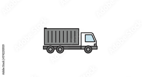 Simple flat design illustration of a grey dump truck 1.