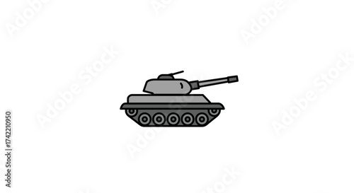 Military tank vehicle illustration in flat design style isolated on white background.