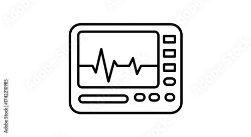 ECG monitor icon showing heartbeat line medical device.
