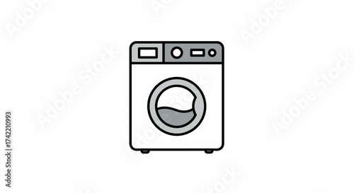 Modern Washing Machine Appliance Icon for Laundry and Household Chores.