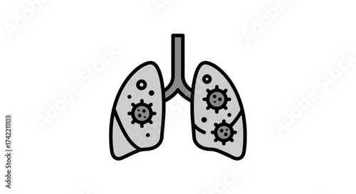 Lungs infected with viruses respiratory illness concept illustration.