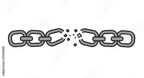 Broken chain link symbolizing freedom liberation and overcoming obstacles.