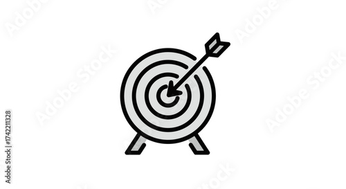 Target with arrow hitting bullseye success icon for business goals.
