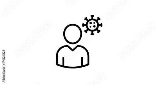 Person infected with virus icon representing health risk and pandemic.