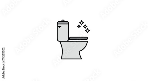 Clean and sparkling toilet icon representing hygiene and sanitation.